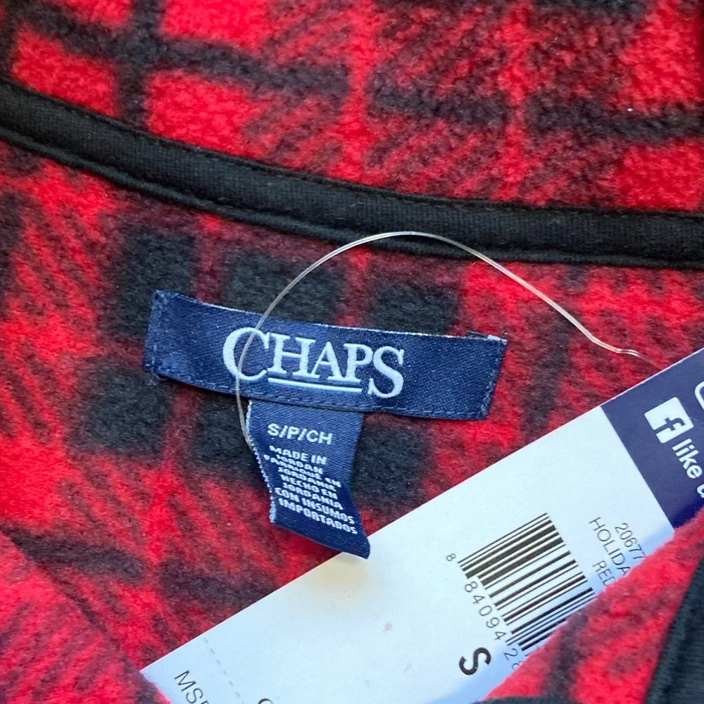 Chaps vest fleece checkered plaid print zip front vest with pockets S - Picture 11 of 17